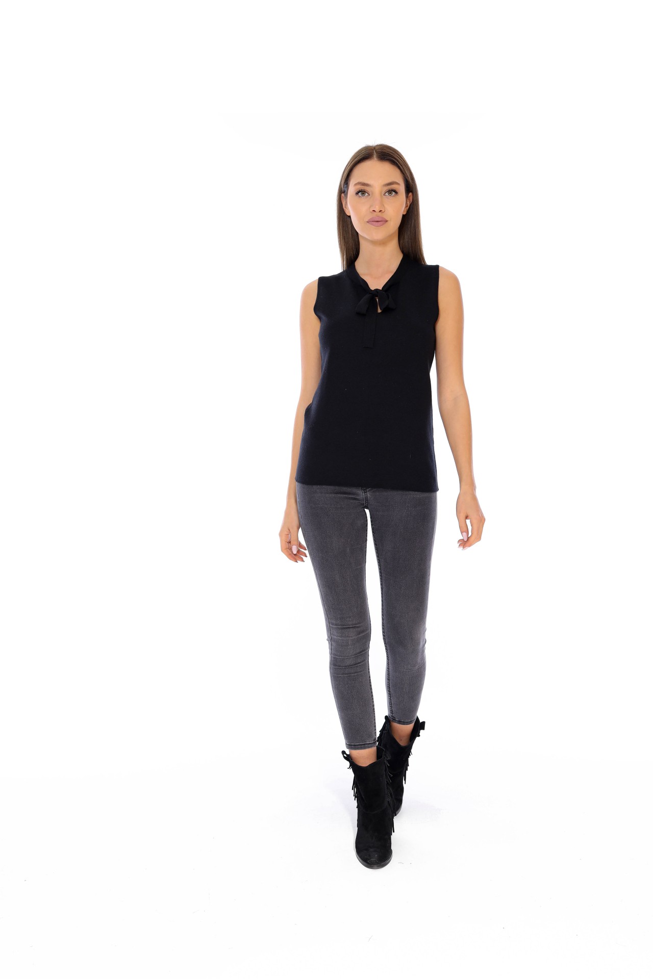 KAŞMİR İPEK KOLSUZ BLUZ KAŞMİR İPEK KOLSUZ BLUZ